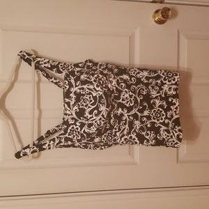 Lands' End Square Neck Tankini Top, Black & White, 20W